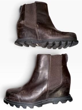 Sorel Brown Leather Chelsea Ankle Boots
